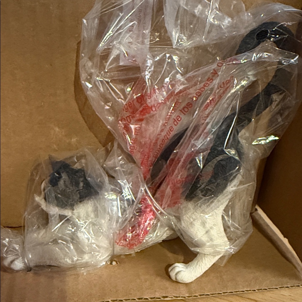 Veronese Design Black and White Cat Stretching Resin Hand Painted Figurine